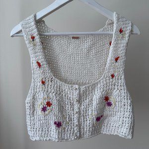 Free People Floral Knit Crop Top